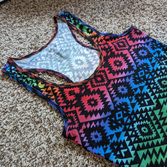 Colorful Aztec Print Ribbed T-Shirt/Mini-Dress (Rainbow of Colors) - Picture 8 of 12